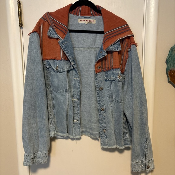 Free People Jackets & Blazers - Free People Denim Jacket with Blue and Orange Accents